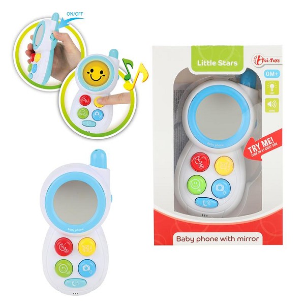 Babytelefoon met spiegel, licht en geluid
