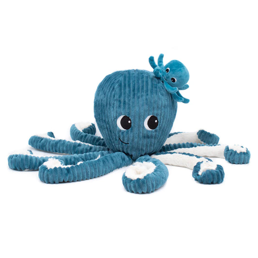 Moeder en Baby Octopus knuffels - 45 cm - Blauw