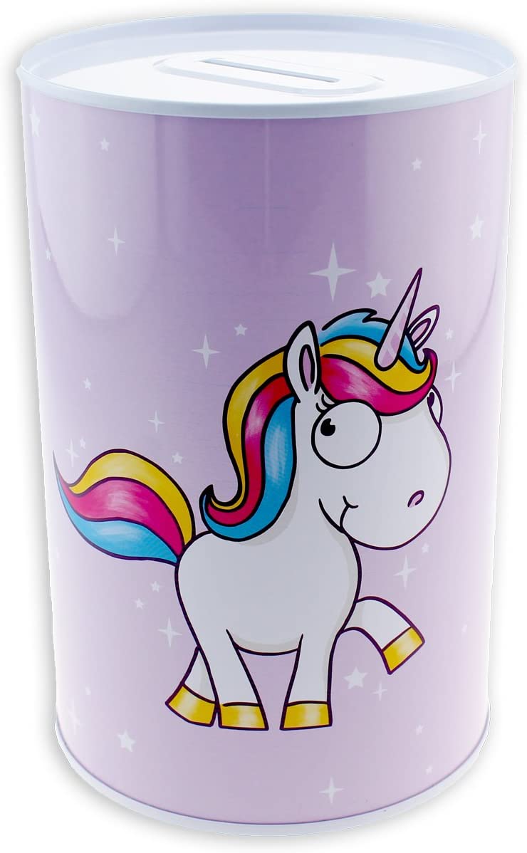 Tinnen spaarblik - Komische Eenhoorn - 4 varianten