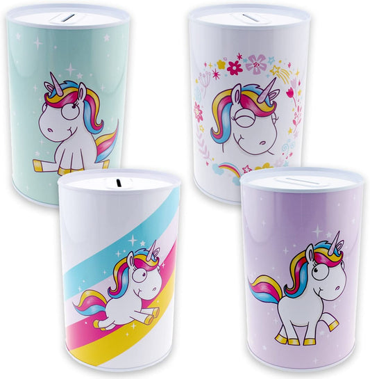 Tinnen spaarblik - Komische Eenhoorn - 4 varianten