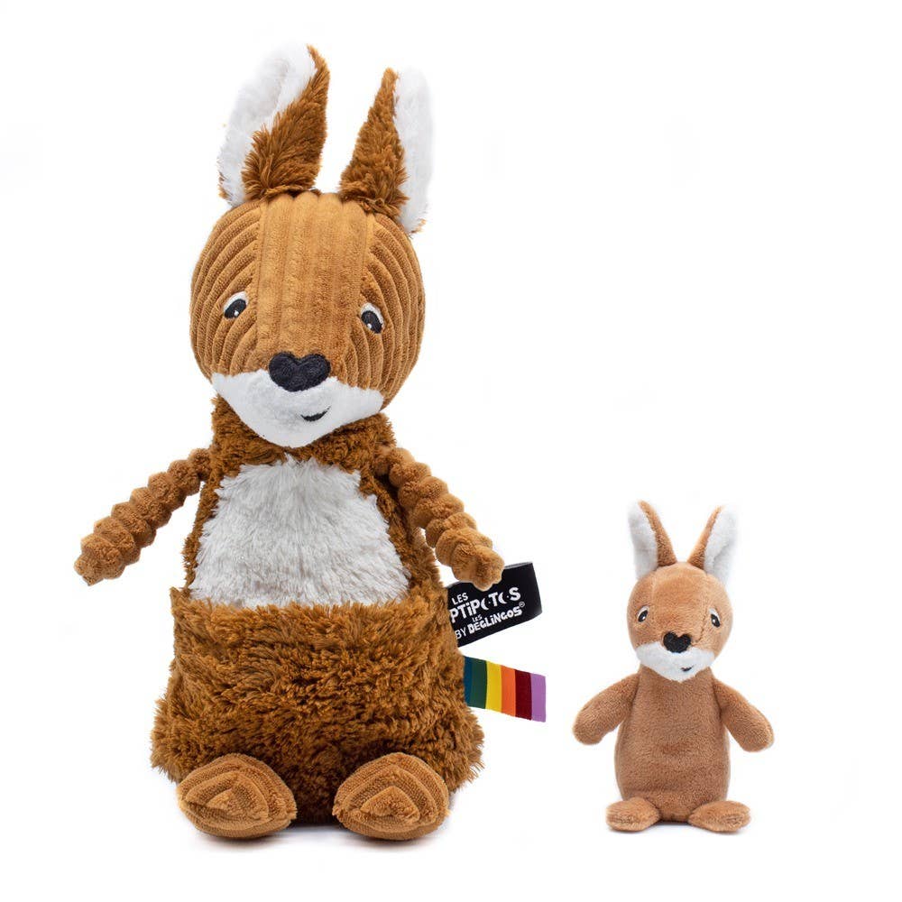 Plush Les Ptipotos - Kangaroo Mum&Baby Brown Sugar