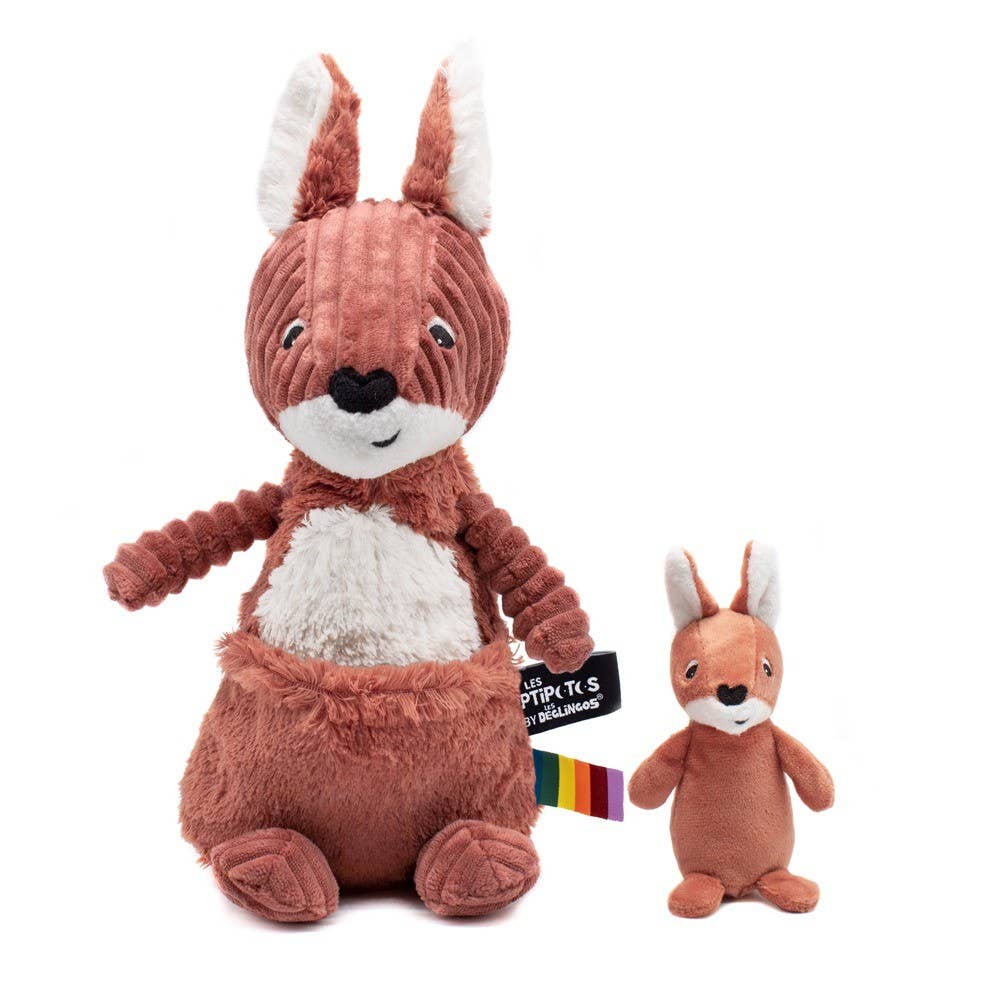 Plush Les Ptipotos - Kangaroo Mum&Baby Terracotta
