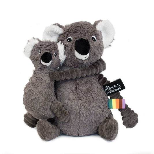 Plush Les Ptipotos - Trankilou the Koala Mum & Baby Grey