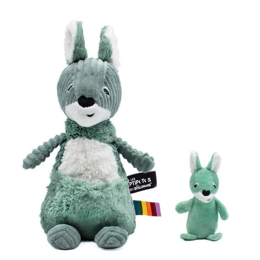 Plush Les Ptipotos - Kangaroo Mum&Baby Green